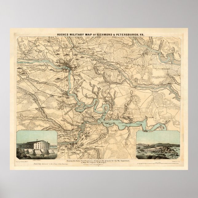 Affiche Old Richmond to Petersburg VA Civil War Map (1864) (Devant)
