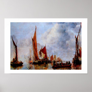 AFFICHE OLD SAILING BOATS AT SEA