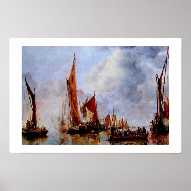 AFFICHE OLD SAILING BOATS AT SEA (Devant)