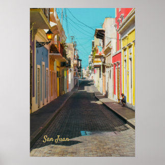 Affiche Old San Juan Cobblestone Street Photography
