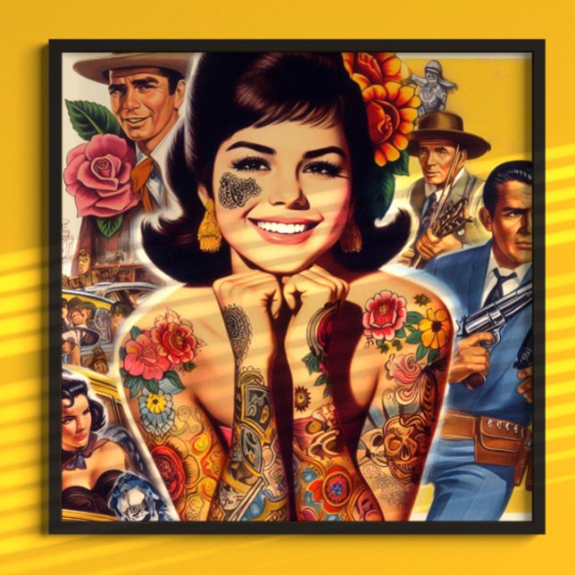Affiche Old School Tattooed Girl (Créateur téléchargé)