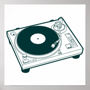 Affiche Old School Wax (Vinyl) Turntable