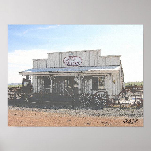 Affiche Old West Art Gallery - effet charbon (Devant)