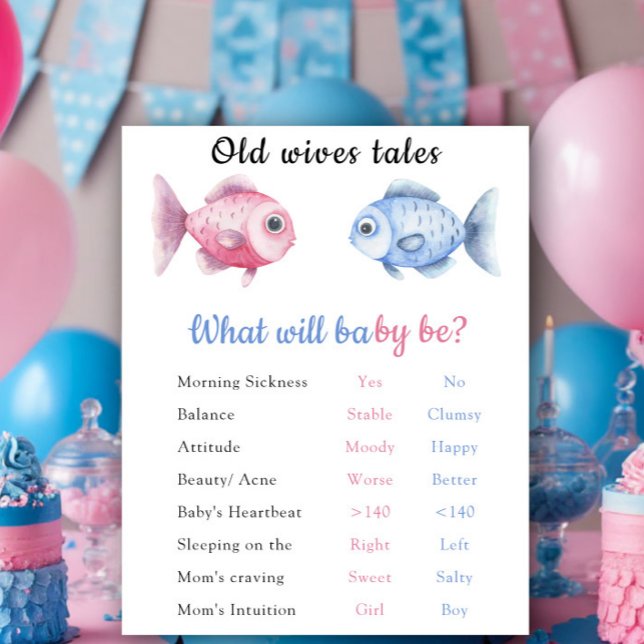 Affiche Old Wives Tales Gender Reveal Board  (Créateur téléchargé)