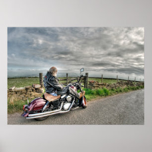 Affiche Older Biker Motorcycle American-Made