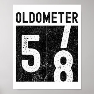 Affiche Oldomètre 58e anniversaire drôle rétro qui a 58 an