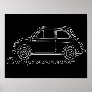 Affiche Oldtimer Fiat Cinquecento