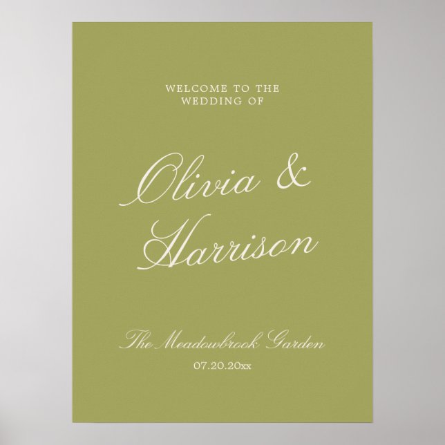 Affiche Olive Estate Calligraphie Mariage Bienvenue (Devant)