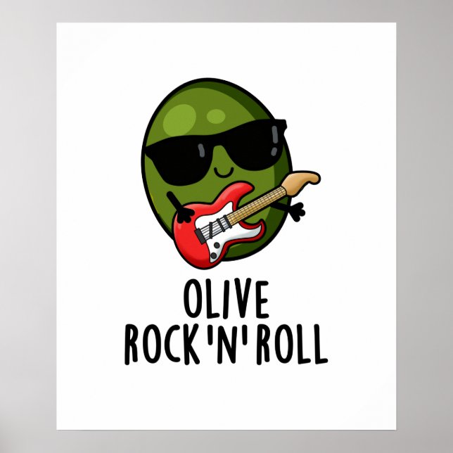 Affiche Olive Rock Et Roll Funky Rocker Olive Pun (Devant)