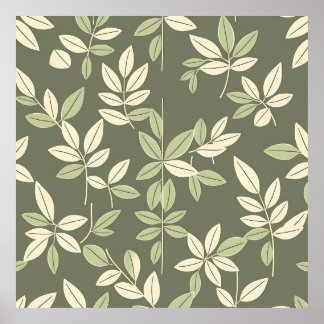 Affiche Olive Sage Botanical Leaves Pattern