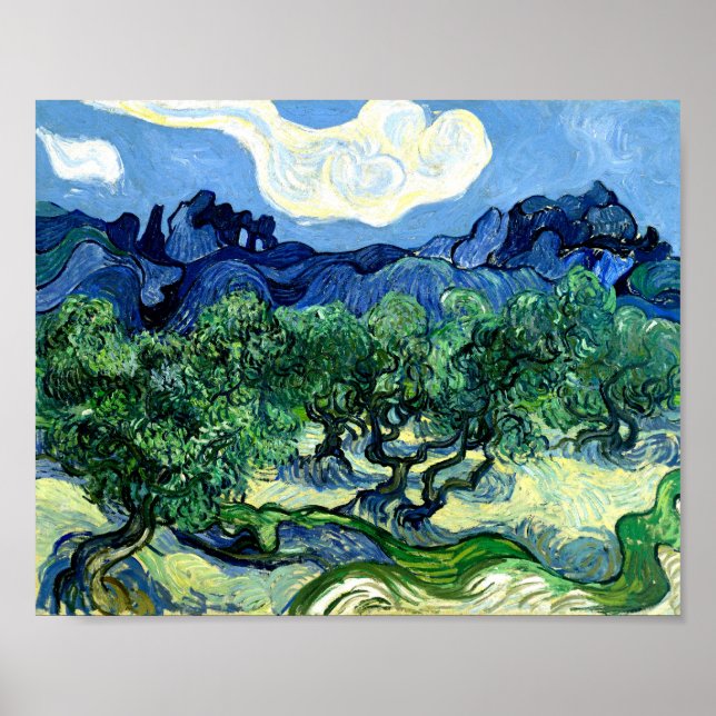 Affiche Olive Trees with Alpilles (1889) Van Gogh (Devant)