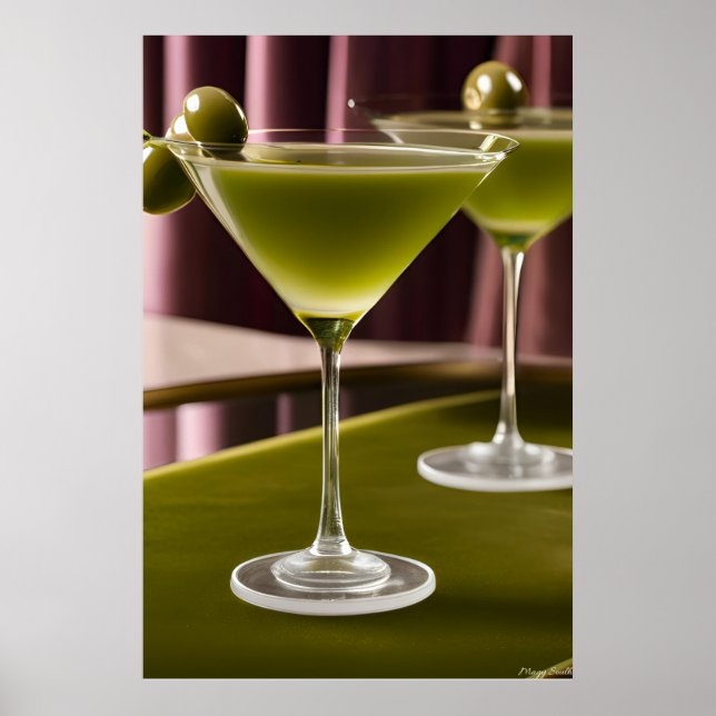 Affiche Olive Velvet : Nature morte de martini classique (Devant)