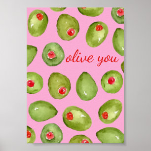 Affiche Olive You Watercolor