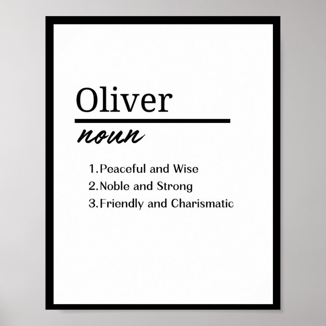 Affiche Oliver, Garçon Nom Personnalisé Définition (Devant)