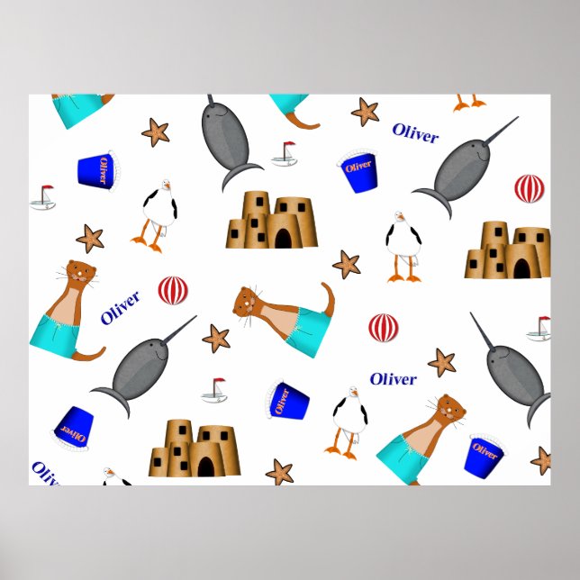 Affiche Oliver Le Motif de vacances de la plage d'été Otte (Devant)