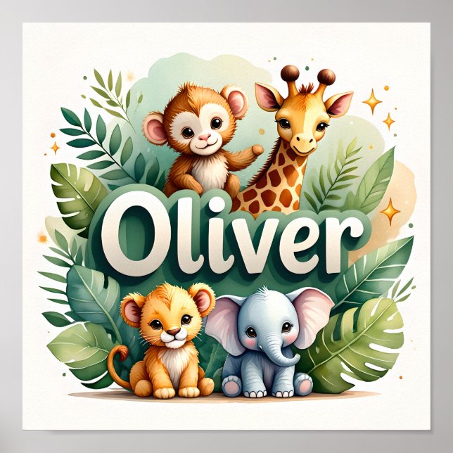 Affiche Oliver Safari Nursery Wall Art (Devant)