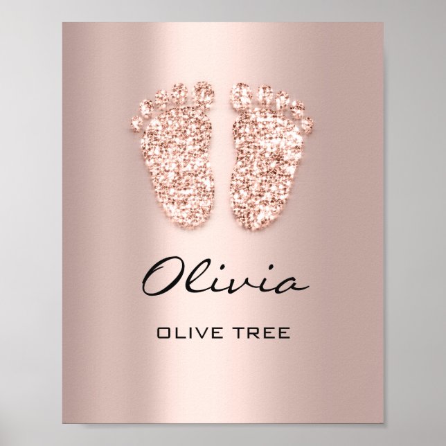Affiche Olivia Nom Signification Nouveau Pieds Rose bébé C (Devant)
