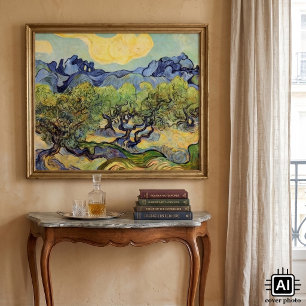 Affiche Oliviers avec Alpilles par Vincent van Gogh