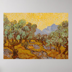 Affiche Oliviers de Van Gogh Ciel Soleil Jaune