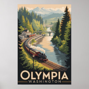 Affiche Olympia illustration de voyage art vintage Washing