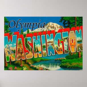 Affiche Olympia, Washington - Large Letter Scenes 2
