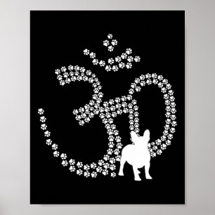 Affiche Om Dog Paws Bouledogue Français Yoga Aum Ohm Symbo