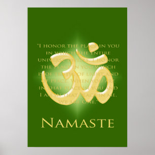 Affiche Om en Vert & Or - Namaste