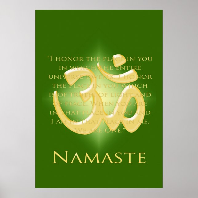 Affiche Om en Vert & Or - Namaste (Devant)