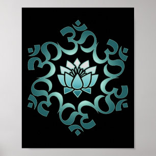 Affiche Om, Mantra, Symbole, Mandala, Fleur de Lotus, Boud