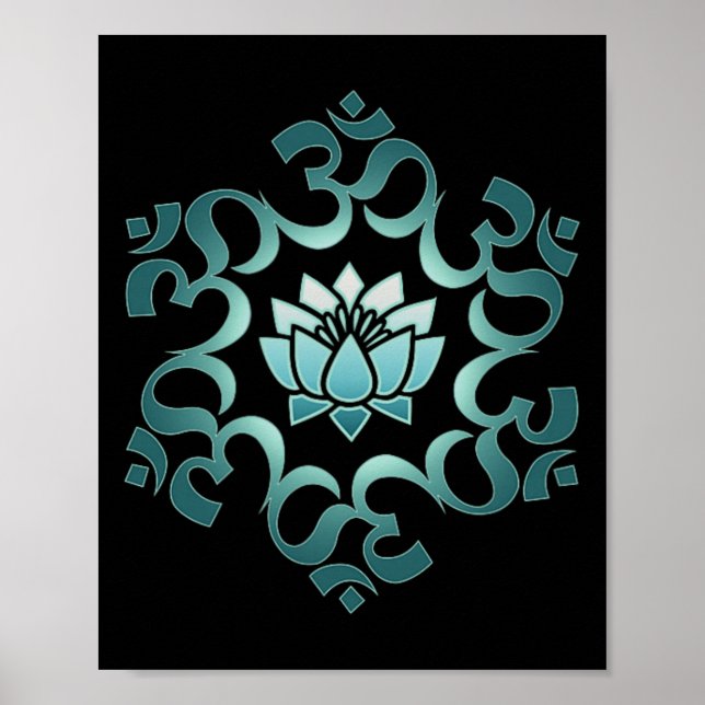 Affiche Om, Mantra, Symbole, Mandala, Fleur de Lotus, Boud (Devant)