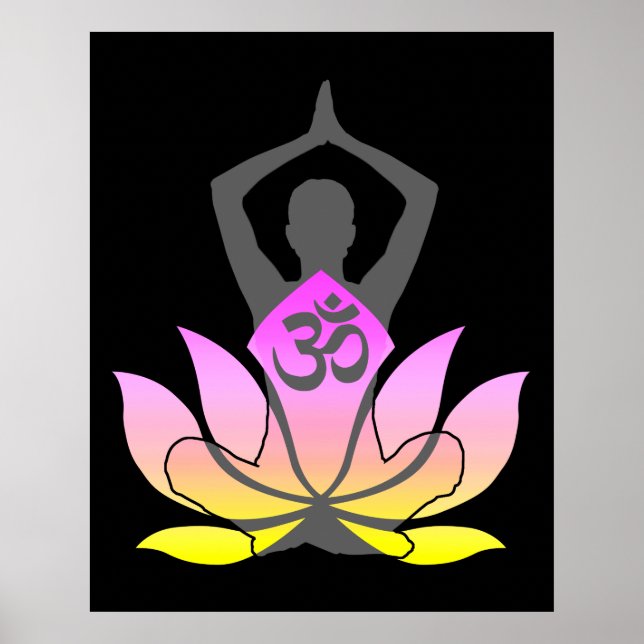 Affiche OM Namaste Spirituelle Lotus Fleur Yoga Pose (Devant)