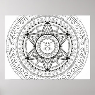 Affiche Om noir et blanc Mandala Adult Coloration