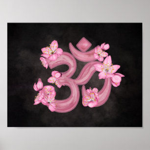 Affiche OM symbol Cherry Blossom watercolor