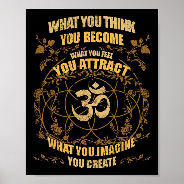 Affiche Om Zen Yoga Ce que vous pensez, vous devenez Spiri (Devant)