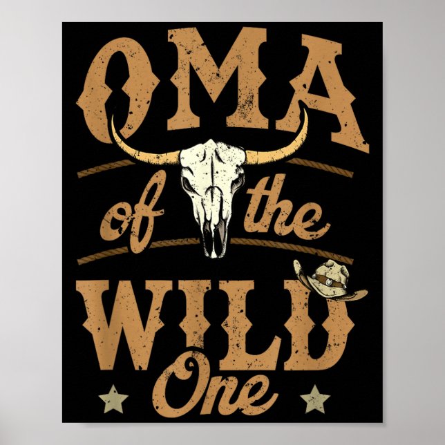 Affiche Oma Of The Wild One Cowboy Western Rodeo Party Mat (Devant)