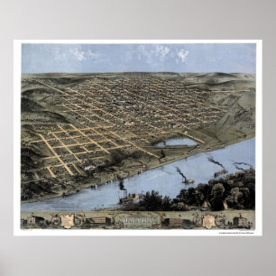 Affiche Omaha, NE Carte panoramique - 1868
