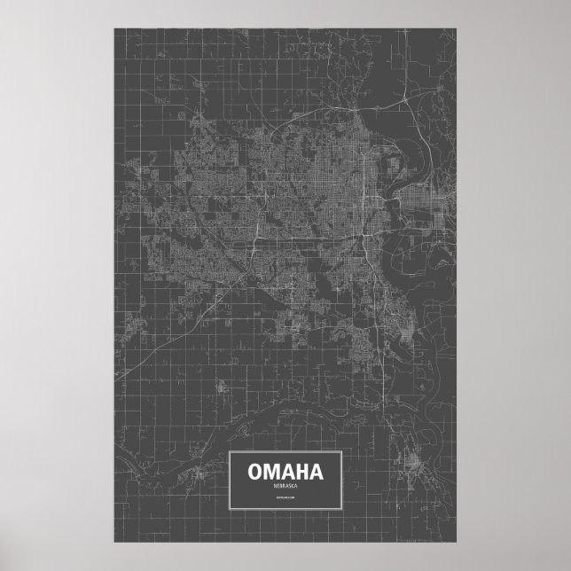 Affiche Omaha, Nebraska (blanc sur noir) (Devant)