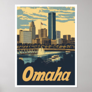 Affiche Omaha Nebraska USA Illustration du Vintage voyage 