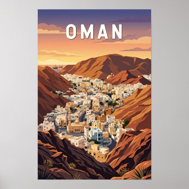 Affiche Oman Illustration Voyage Art Vintage (Devant)