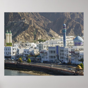 Affiche Oman, Muscat, Mutrah. Bâtiments le long de Mutrah