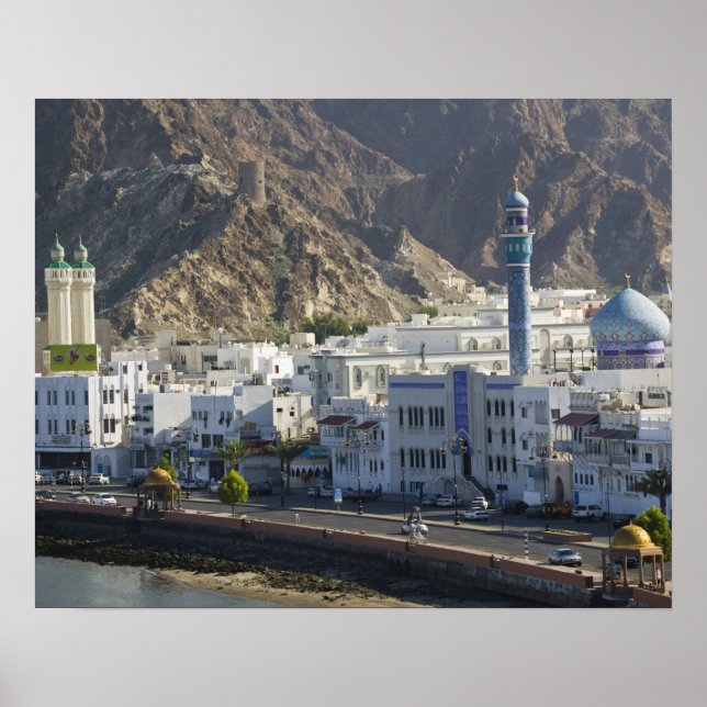 Affiche Oman, Muscat, Mutrah. Bâtiments le long de Mutrah (Devant)
