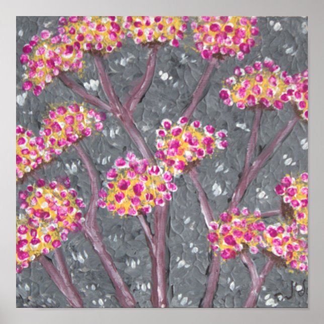Affiche Ombelles de Fleur Rose (Devant)