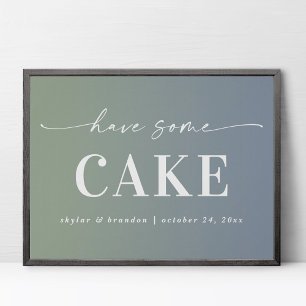 Affiche Ombre Bleu & Vert Ont Quelques Cake Mariage Signer
