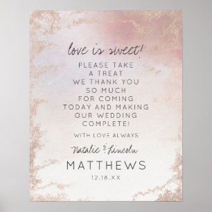 Affiche Ombre Blush Pink Foil Love is Sweet Mariage Sign