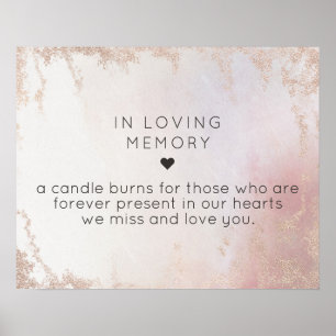 Affiche Ombre Blush Rose Frosted In Love Memory Sign