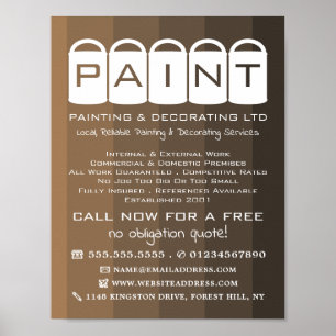 Affiche Ombre Brown, Paint Buckets, Peintre & Décorateur