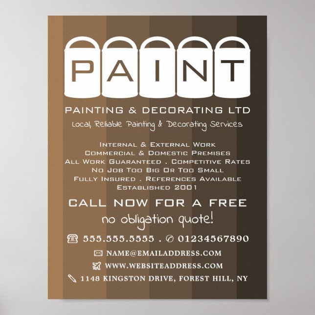 Affiche Ombre Brown, Paint Buckets, Peintre & Décorateur (Devant)