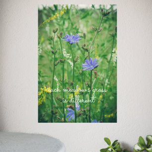 Affiche Ombre d'été verte avec fleurs bleues