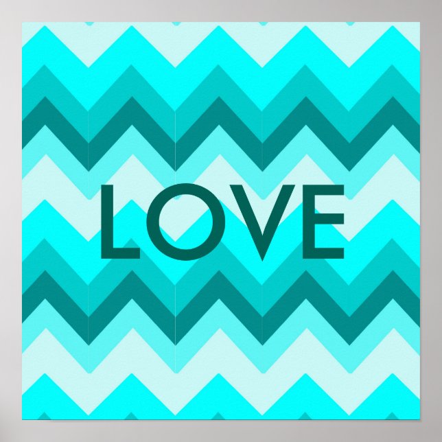 Affiche Ombre Girly Motif Turquoise Turquoise Chevron (Devant)