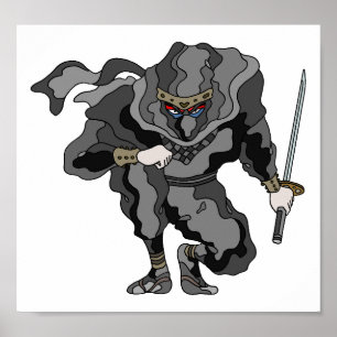 Affiche Ombre se cachant dans les ténèbres. Ninja cybernét